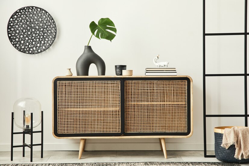 rattan storage cabinet